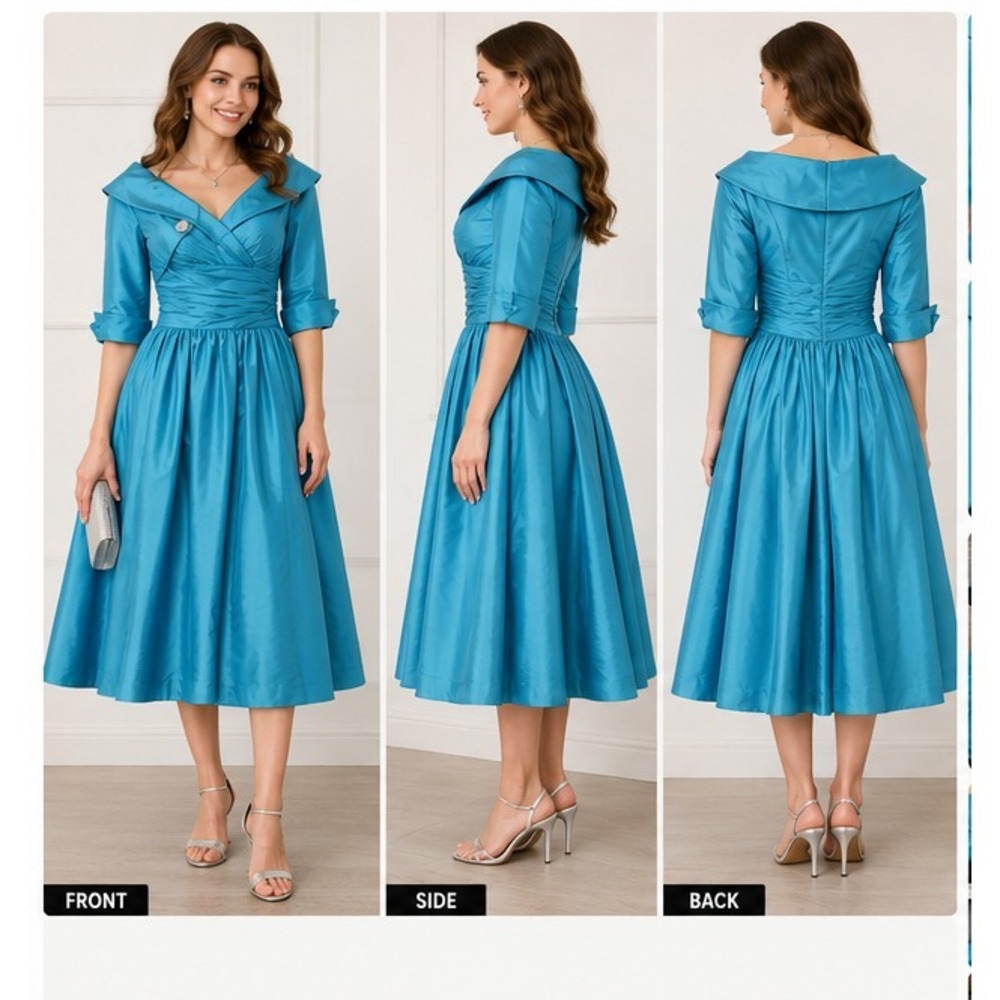 LightInTheBox Womens Size 2 Pool Blue Vintage Tea Dress Boned Formal NWT